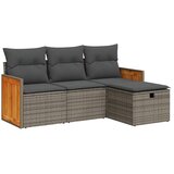  4-dijelni set vrtnih sofa od poliratana s jastucima sivi | shoptok.hr