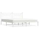 Metalni okvir za krevet s uzglavljem bijeli 193x203 cm | shoptok.hr