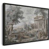  Slika - Temple on a hill - Greek architecture in subdued colours 90x60 U crnom drvenom okviru | shoptok.hr
