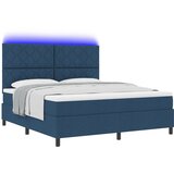 vidaXL Postelja s škatlo z vzmetnico in LED modra 180x200 cm Tkanina, (22082768) | Shoptok.si