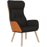  Stolica za opuštanje i tabure od umjetne kože i tkanine crna | Shoptok.si