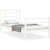 Maison Chic Posteljni okvir - Enojna postelja - Postelja za odrasle z vzglavjem bel trden les-J15866, (21770562) | Shoptok.si