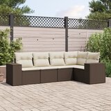  5-dijelni set vrtnih sofa s jastucima poliratan smeđi | shoptok.hr