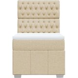 vidaXL Okvir kreveta s oprugama i madrac krem 80x200 cm od tkanine | shoptok.hr