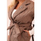 Kesi Włoski Women's Plus Size quilted vest with belt and collar fango | shoptok.hr