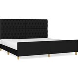 The Living Store Posteljni okvir z vzglavjem črn 200x200 cm blago - Posteljni Okvir Z Vzglavjem, (21530514) | Shoptok.si