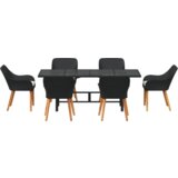  7-dijelni Blagovaonski Set za Vrt Crni Poli Ratan | shoptok.hr