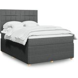vidaXL Box spring postelja z vzmetnico temno siva 140x200 cm blago | Shoptok.si