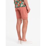 Ombre Men's denim classic shorts with rolled up leg - coral | shoptok.hr