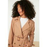 Trendyol Camel Windcover Detailed Belted Long Trençkot braon | ePonuda.com