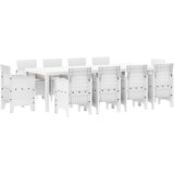  Vrtna garnitura - 11-dijelni vrtni blagovaonski set s jastucima bijeli poliratan | shoptok.hr