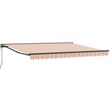 vidaXL Retraktilna tenda Večbarvni trak 400x300 cm blago - - Oranžna - 33.13 - 400x300 cm - 2025- | Shoptok.si