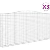 vidaXL Obokane gabion košare 3 kosa 400x30x200/220 cm pocinkano železo, (20798935) | Shoptok.si