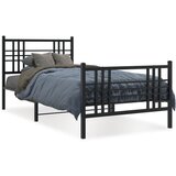 Furnova Kovinski posteljni okvir z vzglavjem in vznožjem črn 90x190 cm, (21934119) | Shoptok.si