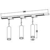 Viseći luster na sajli u šinskom sistemu PIPE 3xGU10/10W/230V, bela | Eponuda.com