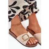 Boto Women's sandals with buckle on cork platform beige Zavira | Shoptok.si