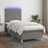 The Living Store Box spring postelja z vzmetnico LED temno siva 90x200 cm blago - Box Spring Postelja, (21519158) | Shoptok.si