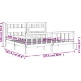  Za krevet s uzglavljem crni 200 x 200 cm od masivnog drva | shoptok.hr