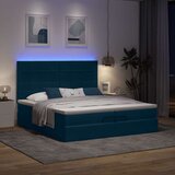  Ottoman krevet s madracima i LED diodama tamnoplavi 200x200 cm baršun | Shoptok.si