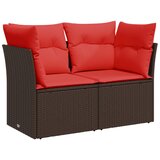 vidaXL Vrtni kavč z blazinami za 2 osebi rjav poli ratan, (21047497) | Shoptok.si