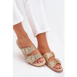 Boto Shiny embellished flip flops with buckles on flat heel gold Tovira | ePonuda.com