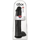 King Cock 15 - gigantski dildo s testisi (38 cm) - črn Cene