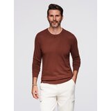 Ombre Men's sweater with round neckline in stretch knit with classic weave - maroon Cijene