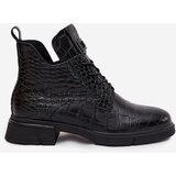 VINCEZA Leather Ankle Boots with Decorative Embossing Insulated | shoptok.hr