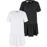 Urban Classics Kids Valance Tee Dress for Girls - 2 Pack White+Black | shoptok.hr