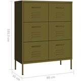 vidaXL Omarica s predali olivno zelena 80x35x101,5 cm jeklo | Shoptok.si