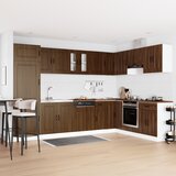 vidaXL Kuhinjska omara ""Kalmar"" z dvojnimi umivalniki Rjava hrast Inženirski les, (22094879) | Shoptok.si