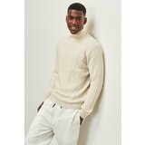 AC&Co / Altınyıldız Classics Men's Ecru Standard Fit Regular Cut Crew Neck Jacquard Wool Knitwear Sweater Cene'.'