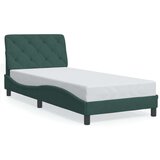 vidaXL Okvir kreveta s LED svjetlima tamnozeleni 90x200 cm baršunasti | shoptok.hr