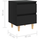  Noćni ormarić s nogama od masivne borovine crni 40 x 35 x 50 cm | shoptok.hr
