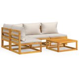 The Living Store Vrtna sedežna garnitura 5-delna svetlo sive blazine trden les - Vrtna Sedežna Garnitura, (21422459) | Shoptok.si