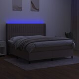  Krevet box spring s madracem LED smeđesivi 160x200 cm tkanina | shoptok.hr