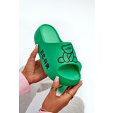 Boto Women's Foam Slides on Chunky Sole with Teddy Bear Green Lamira | ePonuda.com
