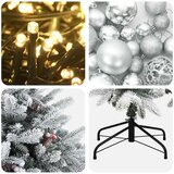  Umjetno božićno drvce s kuglicom 120 cm 150 LED lampica - Zelena i bijela 120 cm s LED-ima i srebrnim lopticama | shoptok.hr