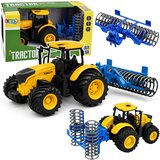  Agricultural Farm Tractor with Roller Lights Sounds Yellow 1:24 | Shoptok.si