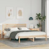 vidaXL konstrukcija postelje rjava 150 x 200 cm masivno borovo les | Shoptok.si