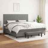  Box spring postelja z vzmetnico temno siva 200x200 cm blago, (20851639) Cene
