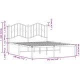  Metalni okvir za krevet s uzglavljem bijeli 135x190 cm | shoptok.hr