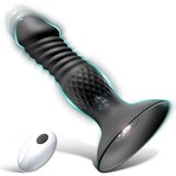 SuperLove Powerful Thrusting Anal Vibrator with Suction Cup & Remote Black Cene