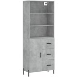 Maison Chic Visoka Komoda - Predalnik betonsko siva 69,5x34x180 cm inženirski les, (21722435) Cene