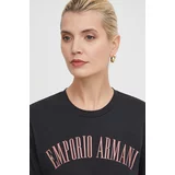 Emporio Armani Bombažna kratka majica ženski, črna barva