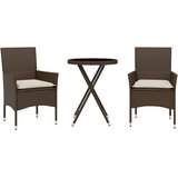  3-dijelni bistro set s jastucima smeđi od poliratana i stakla | shoptok.hr