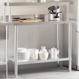 vidaXL Kuhinjska delovna miza s polico 110x55x120 cm nerjaveče jeklo | Shoptok.si
