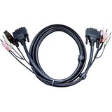 Aten KVM kabel [2x 3,5mm banana moški konektor, moški konektor DVI, 24 + 1 polov, moški konektor USB 2.0 tipa A - 2x 3,5mm banana moški konektor, mošk, (20460104) | Shoptok.si
