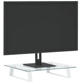  Stalak za monitor bijeli 40x35x8 cm kaljeno staklo i metal | shoptok.hr