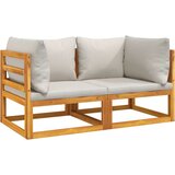 Maison Chic Segmentni kotni kavč - Sofa - Kanape 2 kos s sv. sivimi blazinami trdna akacija, (21727643) | Shoptok.si